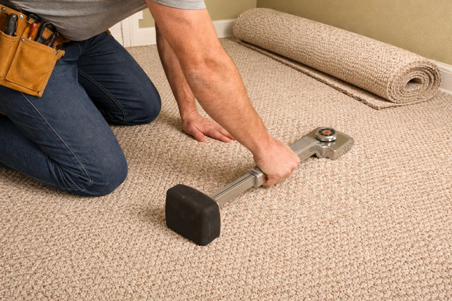 Completed carpet installation in a Downtown Dubai living room